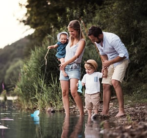 Family walking together outdoors